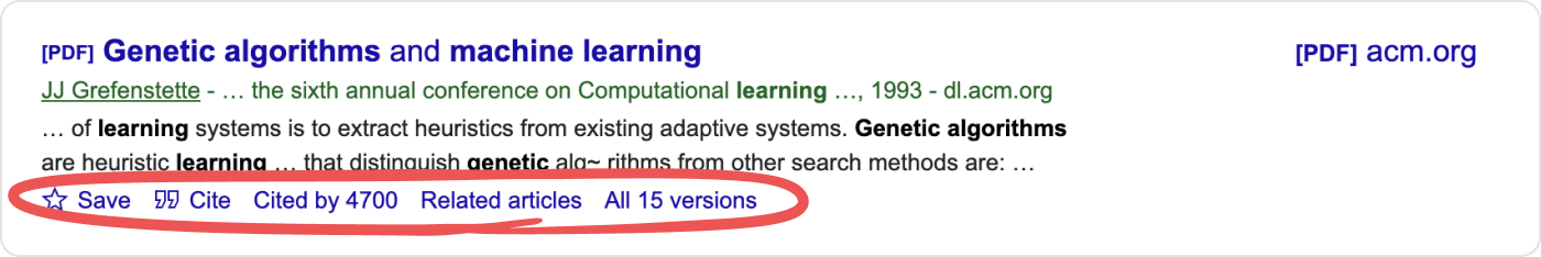 google scholar actions