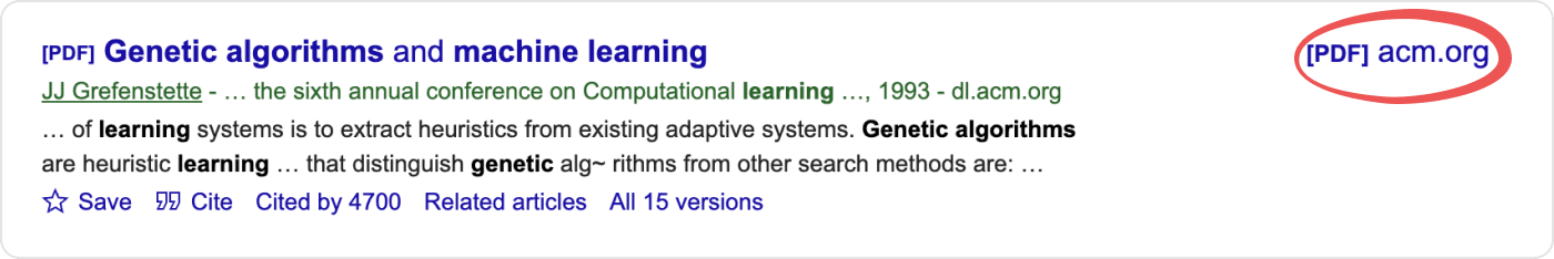google scholar pdf links